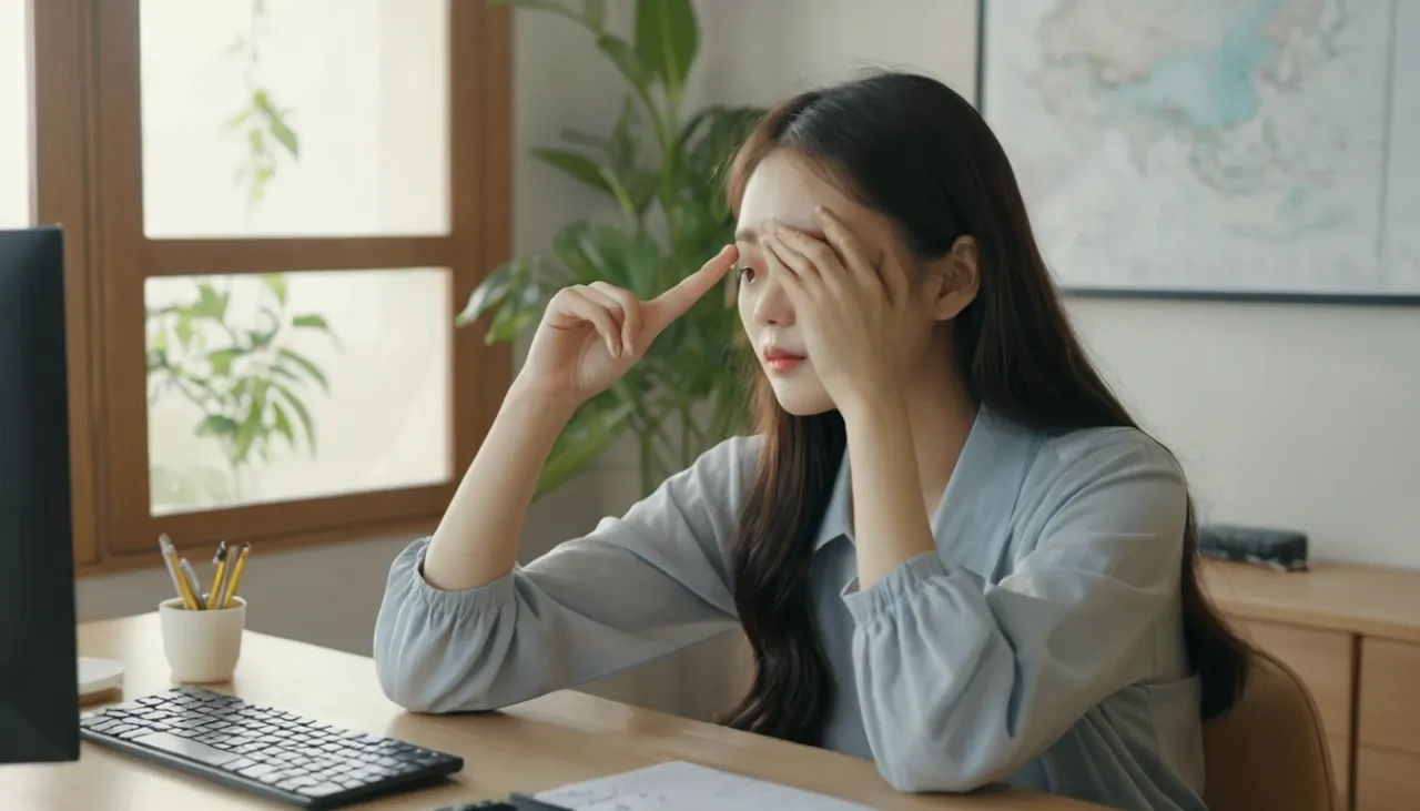 눈의 피로 줄이는 생활 습관 실천 모습