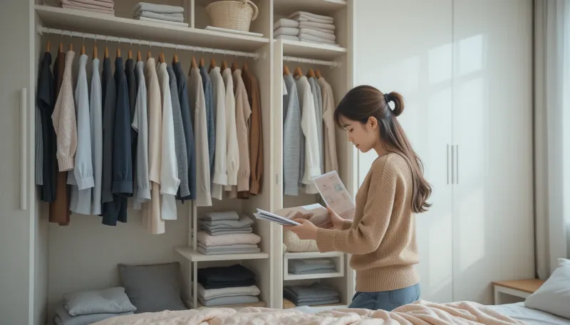 미니멀 라이프 옷장 정리하는 모습