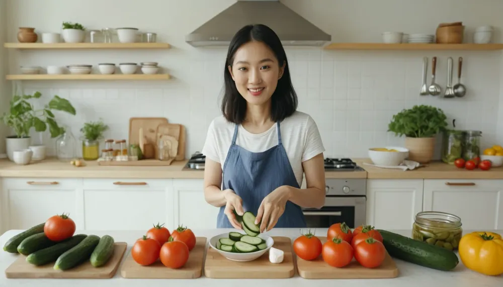 여름 간편식 아이디어를 준비하는 여성의 일상 장면