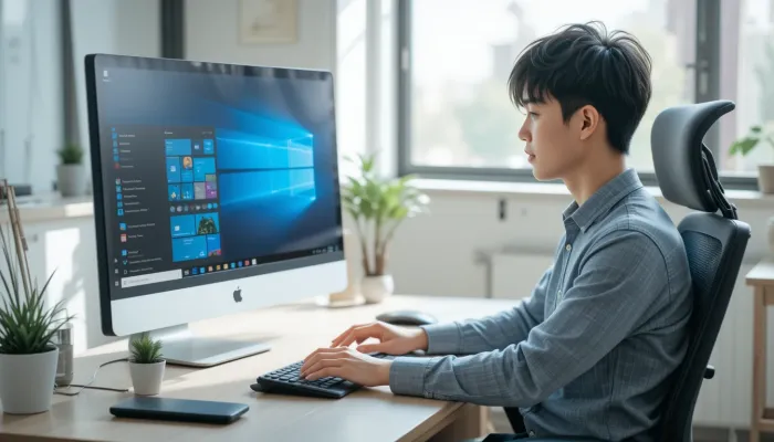 윈도우 작업표시줄 설정하는 장면