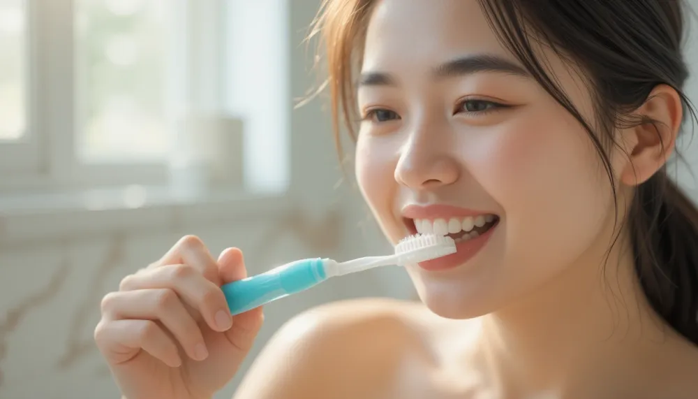 하루 양치질 횟수에 적절한 구강 루틴 실천하는 모습